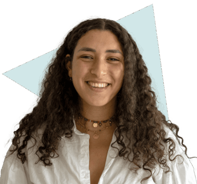 Bright smiling woman with curly hair representing Keylane Careers and job opportunities in insurance and financial technology sectors.