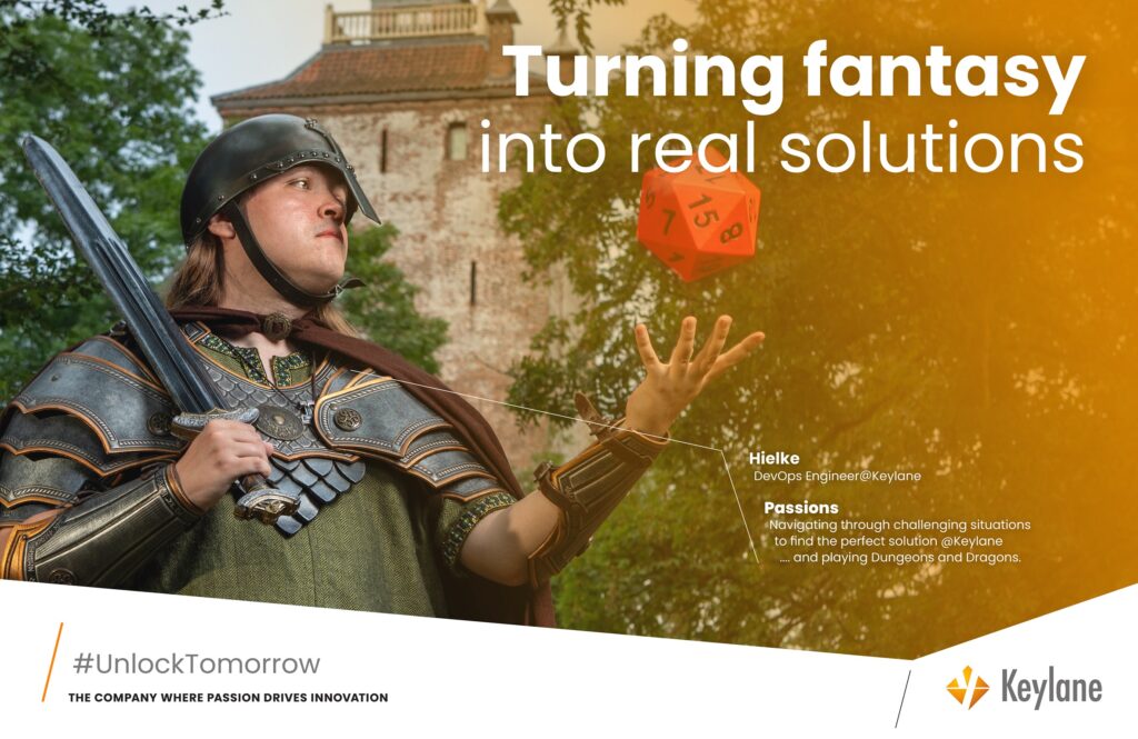 DevOps Engineer Hielke wearing fantasy accessories inspired by his Dungeons & Dragons character.